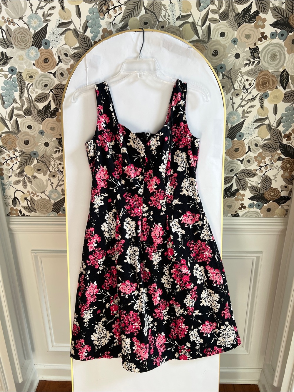 WHBM Floral Black and Pink Dress